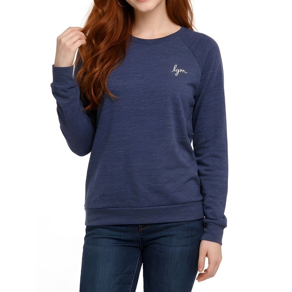 Love Your Melon Heathered Speckled Blue Raglan Sleeve Sweatshirt Size L